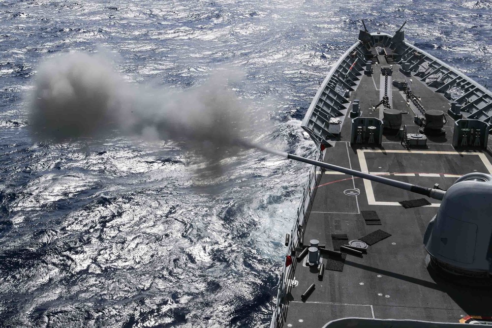 Mobile Bay participates in Naval Surface Fire Support during exercise Jungle Warfare 2022