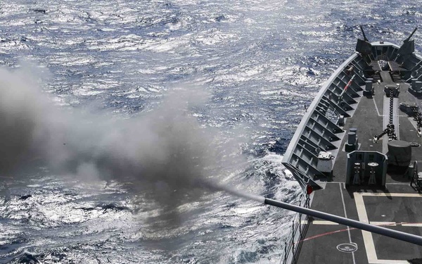 Mobile Bay participates in Naval Surface Fire Support during exercise Jungle Warfare 2022