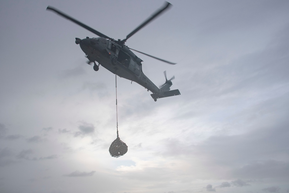 Aircraft conducts vertical replenishment