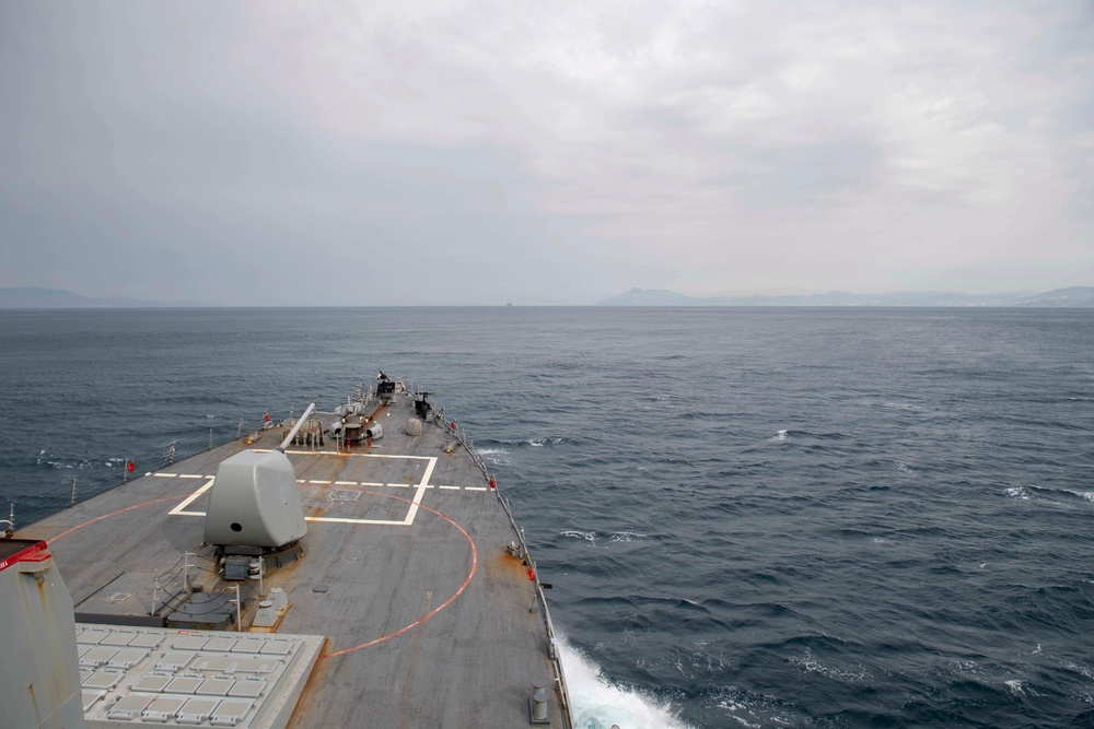 Ship transits Strait of Gibraltar