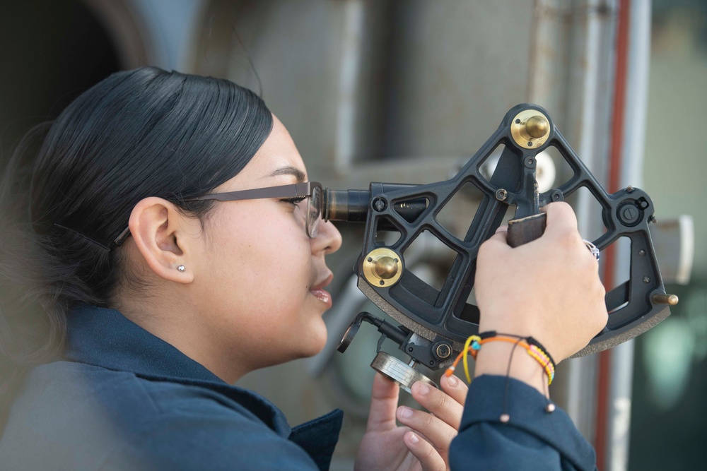 Sailor uses a sextant