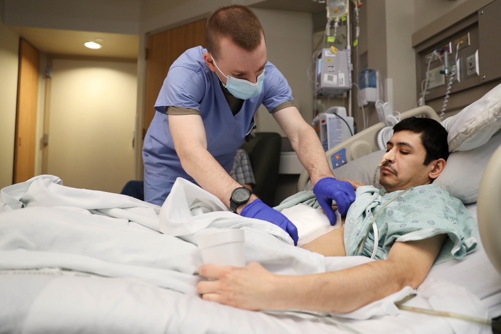 U.S. Air Force nurse provides patient care