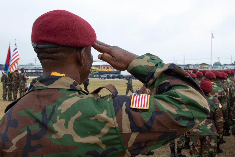 Saluting at Liberian Armed Forces Day