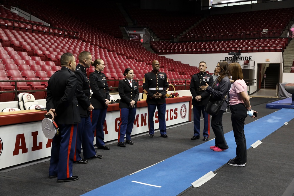 U.S. Marines Speak with the University of Alabama Gymnastics Team