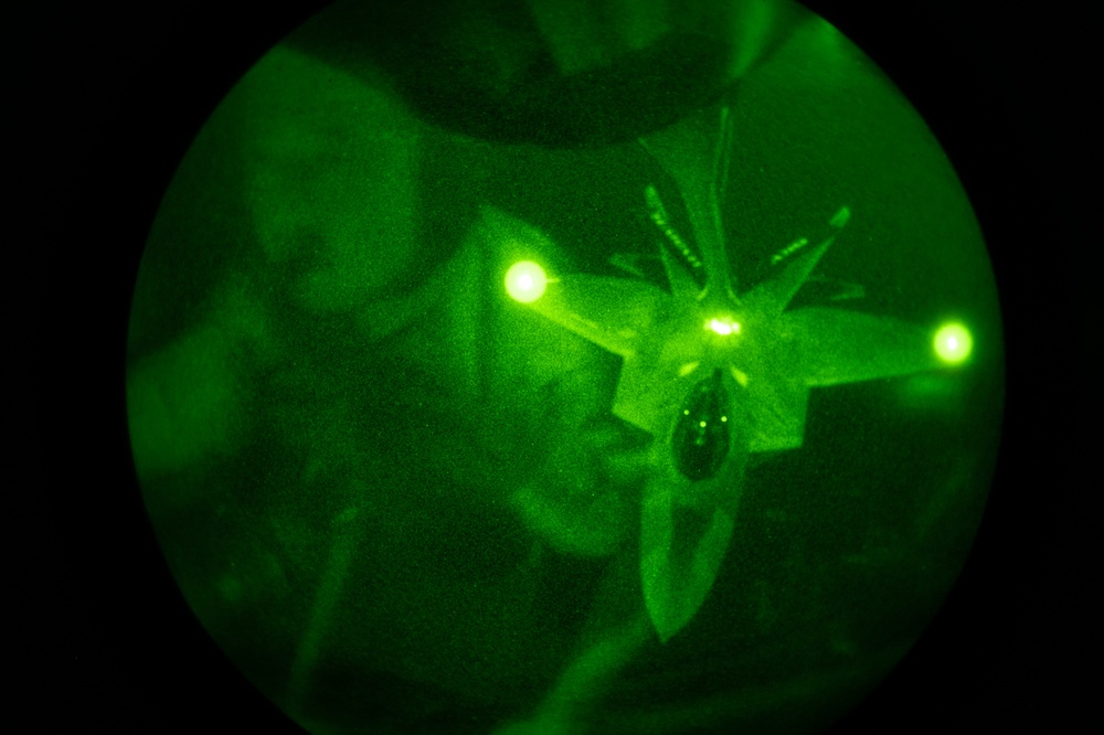 Tanker fuel sustains stealth fighters in the night