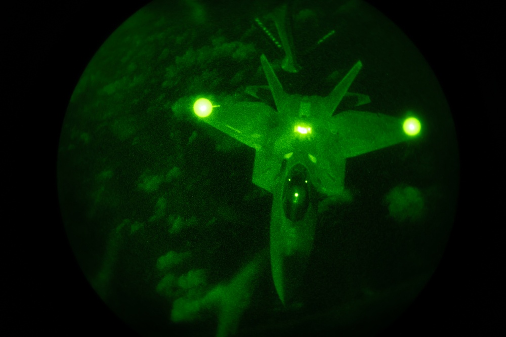 Tanker fuel sustains stealth fighters in the night