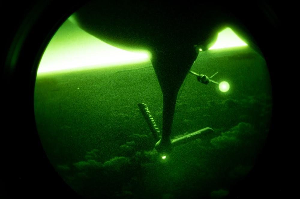 Tanker fuel sustains stealth fighters in the night