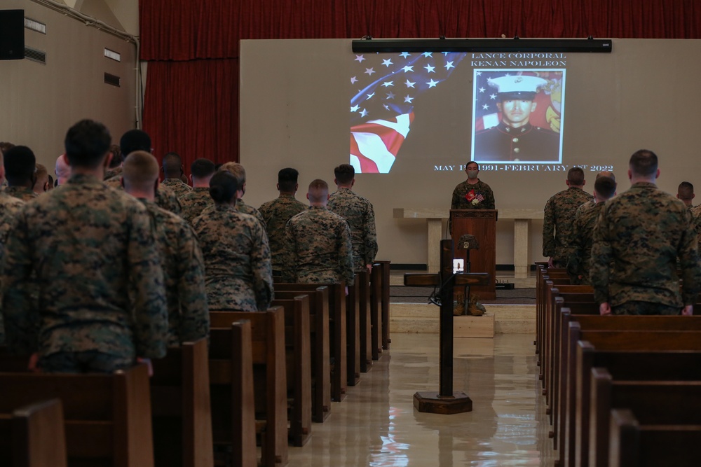 9th Engineer Support Battalion hosts Memorial Service to honor the life of Lance Cpl. Kenan Napoleon