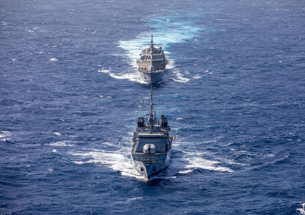 USS Milwaukee Conducts Bilateral Maritime Exercise with FS Germinal (F735)