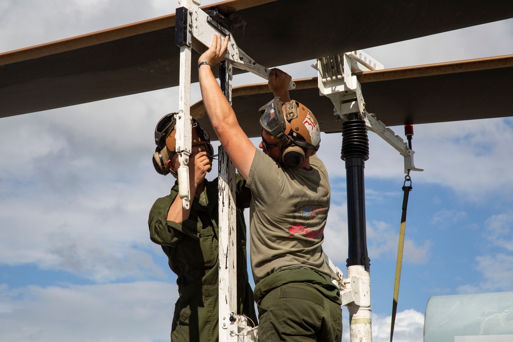 HMLA-367 Pier Fly-on for Deployment for Training and Deactivation