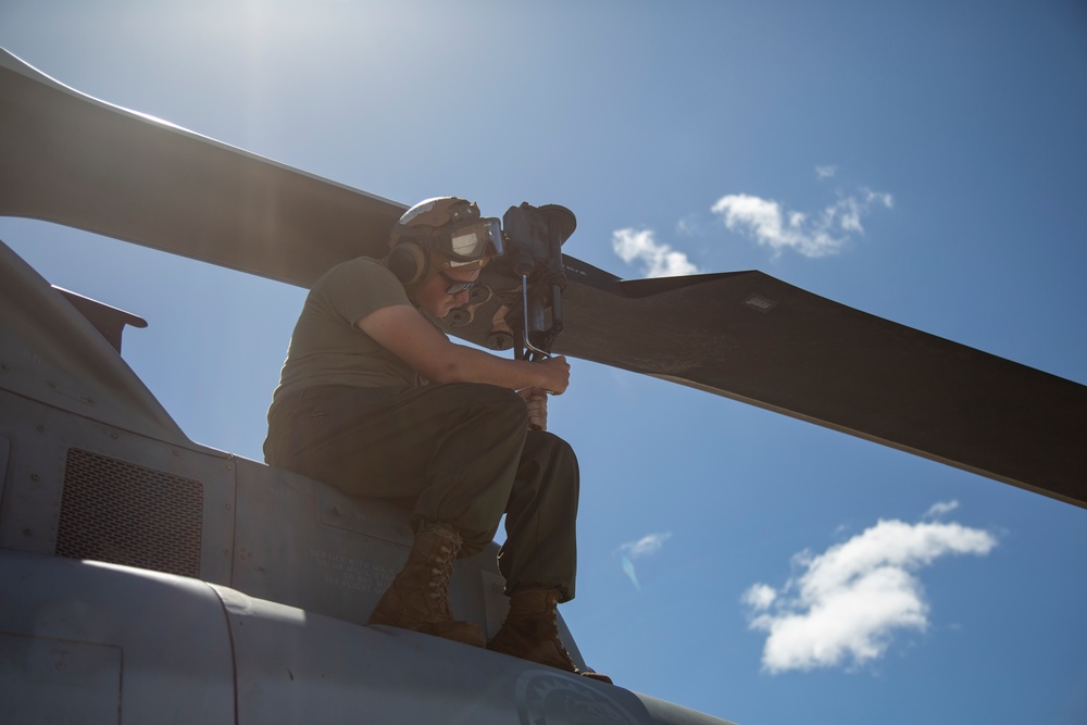 HMLA-367 Pier Fly-on for Deployment for Training and Deactivation