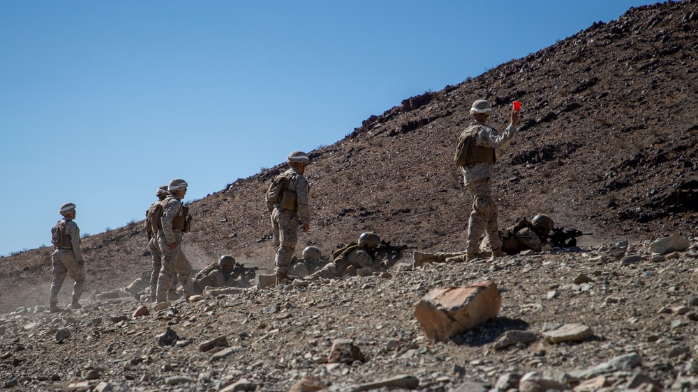 Marine Raiders and UAE Presidential Guard execute live fire training at the Combat Center