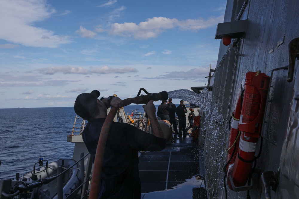 Gravely is deployed with the Harry S. Truman Carrier Strike Group on a scheduled deployment in the U.S. Sixth Fleet area of operations.