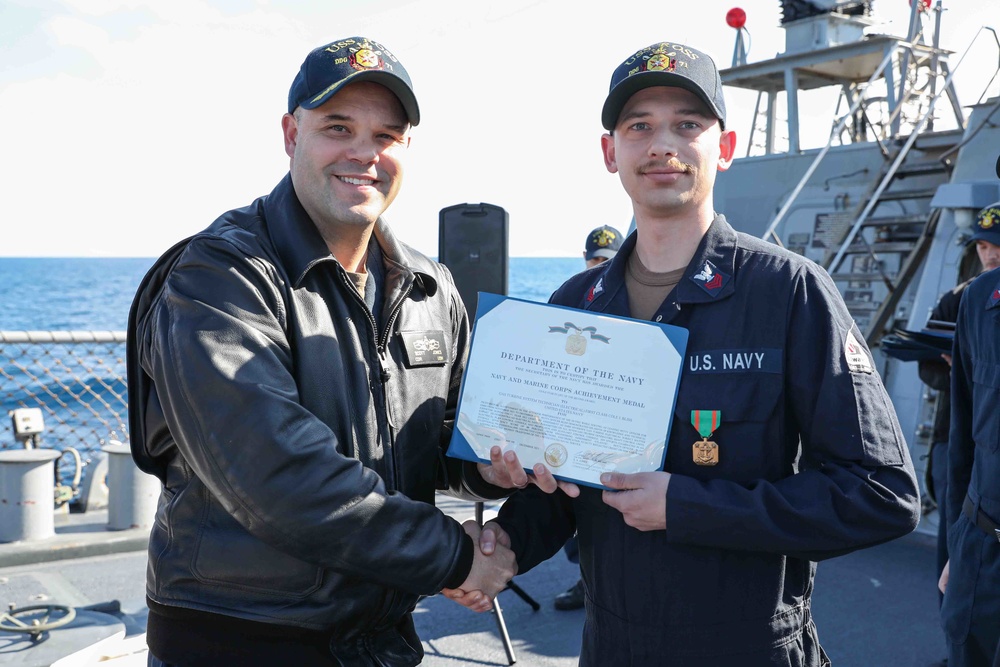 USS Ross Sailors receive awards