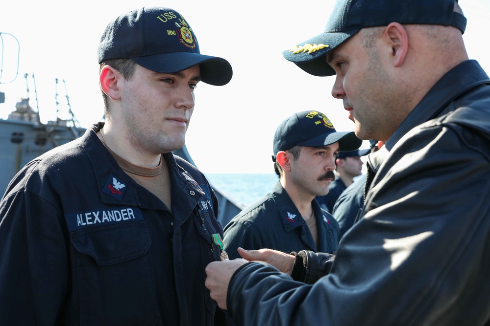 USS Ross Sailors receive awards