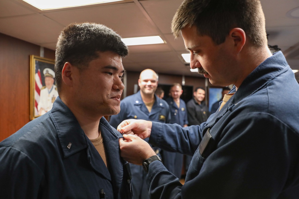 USS Ross Sailor is promoted to Lieutenant Junior Grade