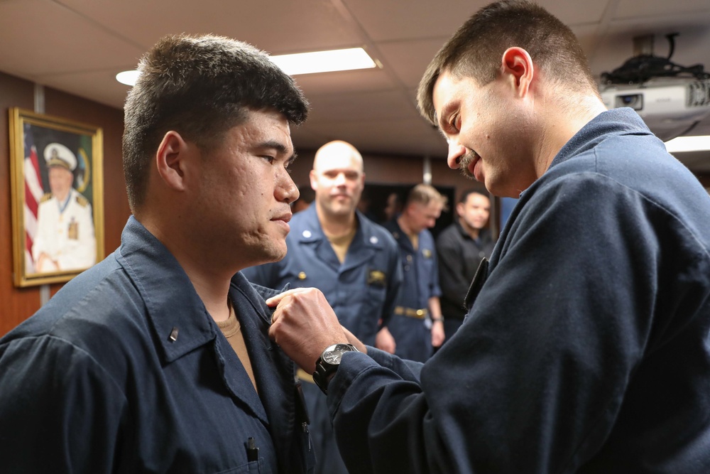 USS Ross Sailor is promoted to Lieutenant Junior Grade