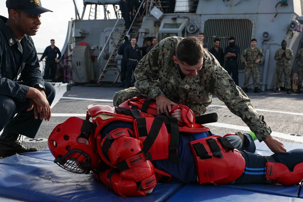USS Ross Sailors complete Oleoresin Capsicum training