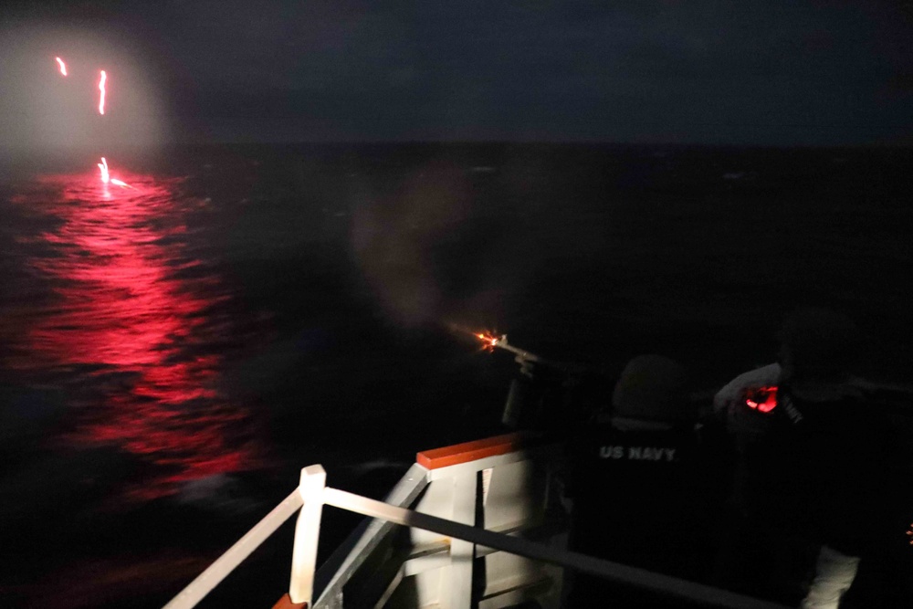 USS Ross holds a crew-served weapon shoot