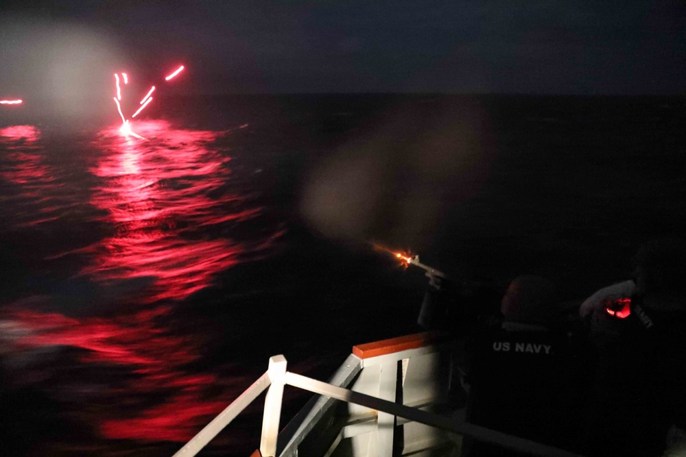 USS Ross holds a crew-served weapon shoot