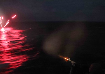 USS Ross holds a crew-served weapon shoot