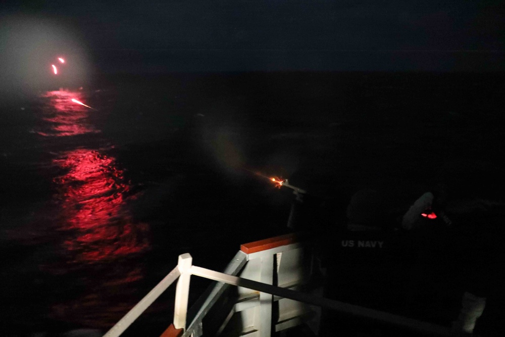 USS Ross holds a crew-served weapon shoot