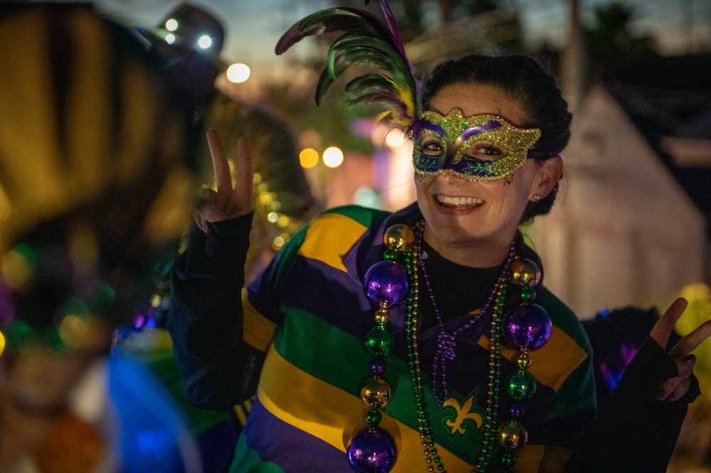 Coast Guard District Eight personnel participates in the Krewe of Alla Mardi Gras parade