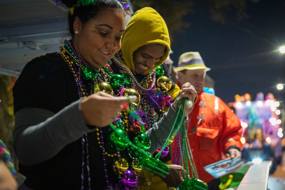 Coast Guard District Eight personnel participates in the Krewe of Alla Mardi Gras parade