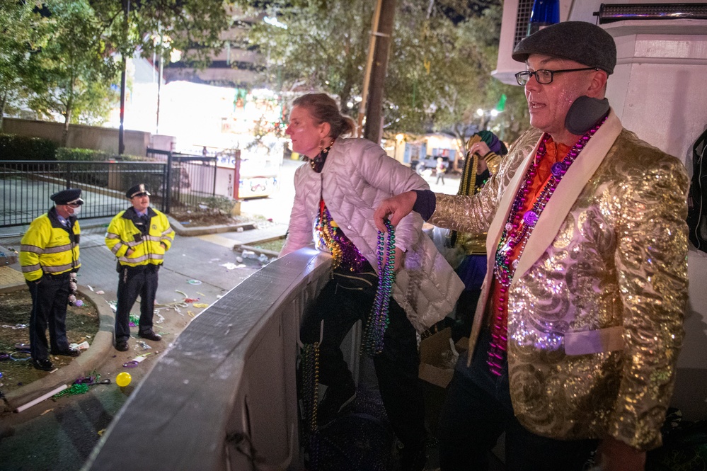 Coast Guard District Eight personnel participates in the Krewe of Alla Mardi Gras parade