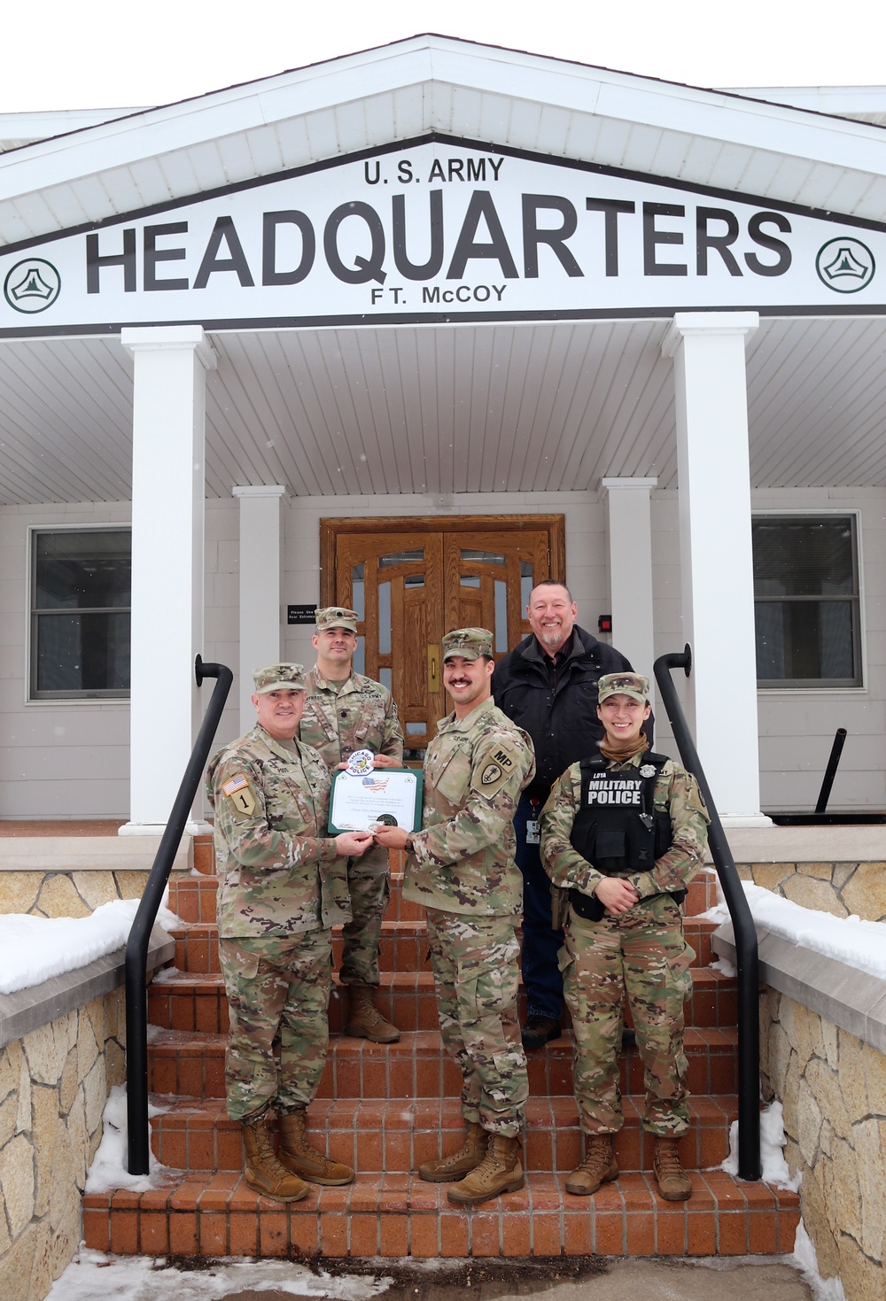 79th MP Soldier supporting OAW flies special flag for Chicago Police Memorial Foundation