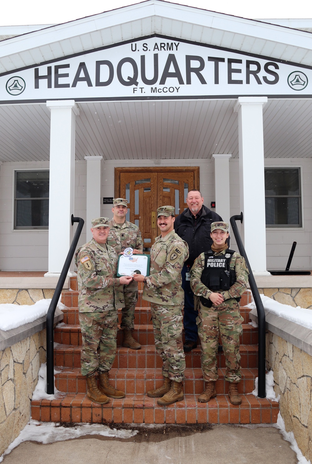 79th MP Soldier supporting OAW flies special flag for Chicago Police Memorial Foundation