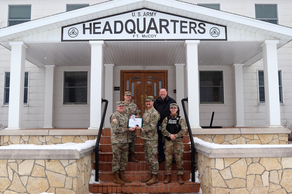 79th MP Soldier supporting OAW flies special flag for Chicago Police Memorial Foundation