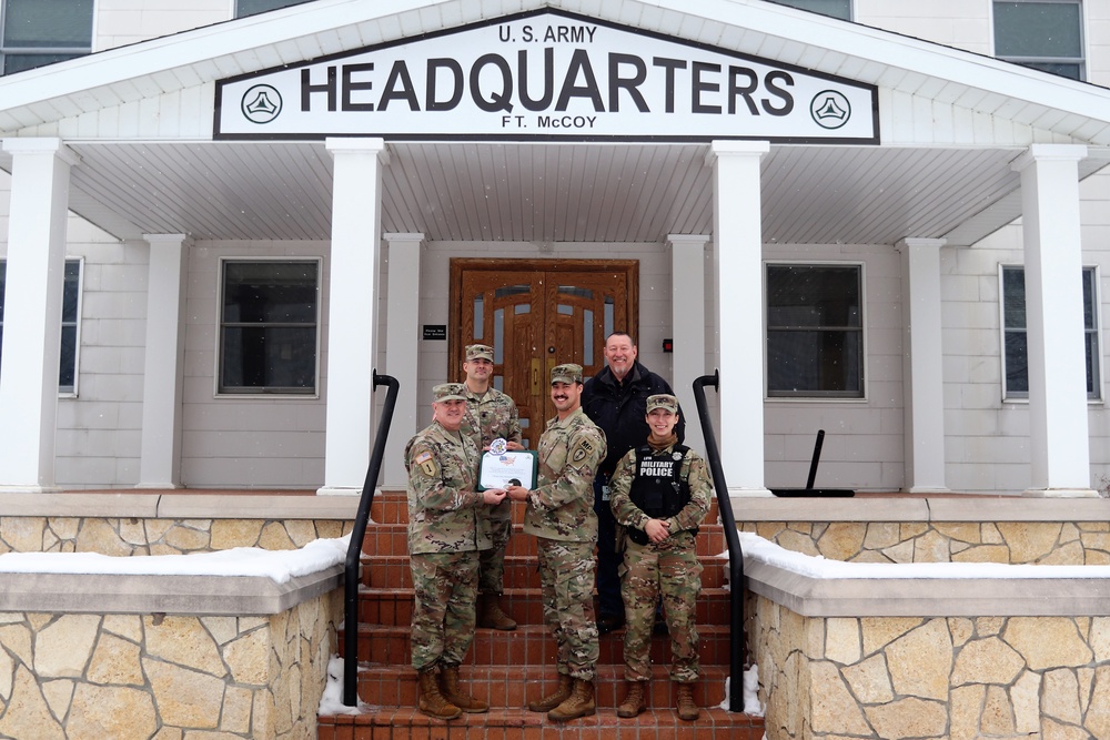 79th MP Soldier supporting OAW flies special flag for Chicago Police Memorial Foundation