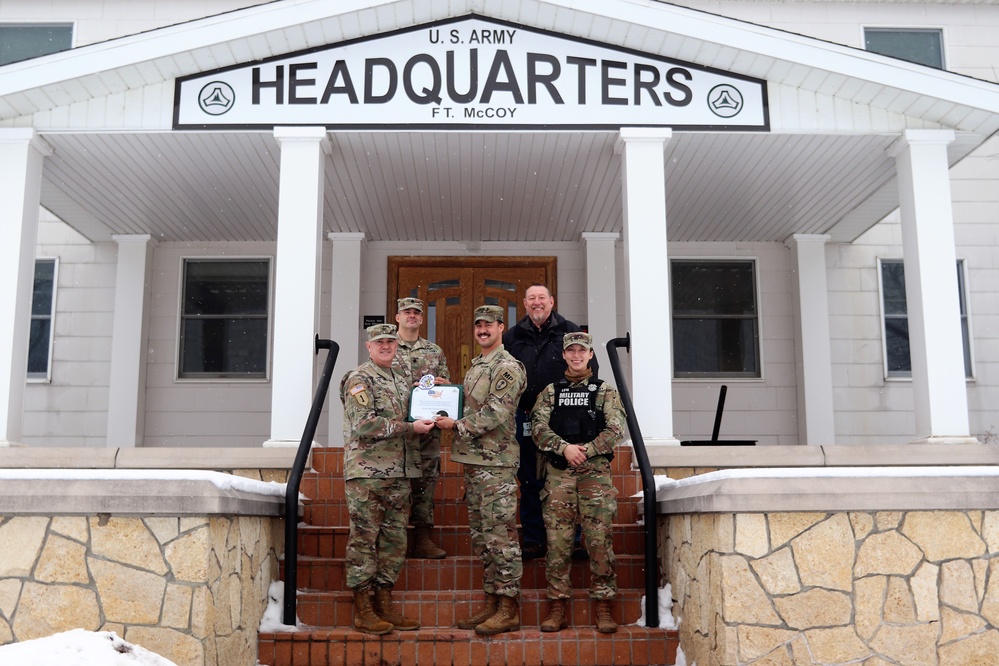 79th MP Soldier supporting OAW flies special flag for Chicago Police Memorial Foundation