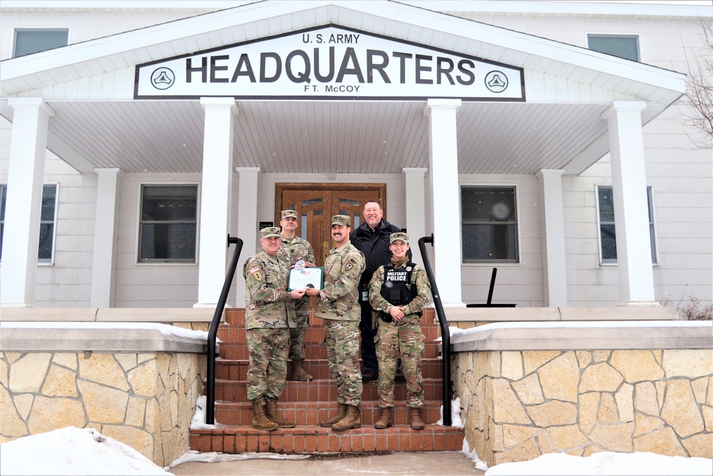 79th MP Soldier supporting OAW flies special flag for Chicago Police Memorial Foundation