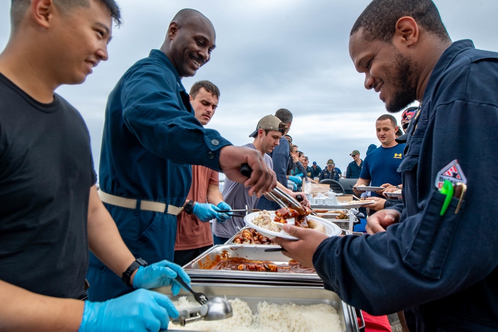 Spruance Holds Steel Beach Picnic