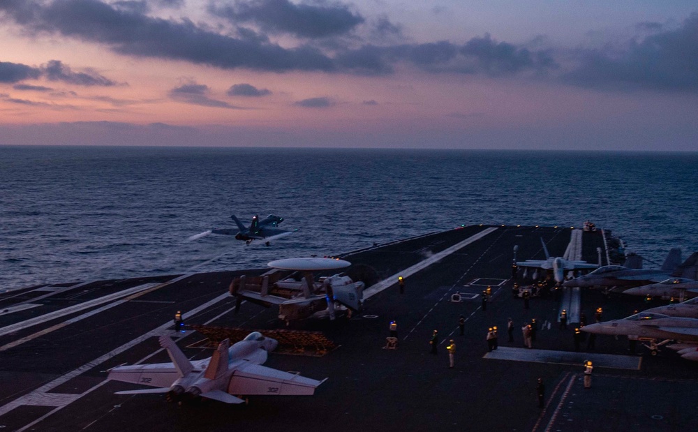 The Harry S. Truman Carrier Strike Group is on a scheduled deployment in the U.S. 6th Fleet area of operations in support of naval operations to maintain maritime stability and security.