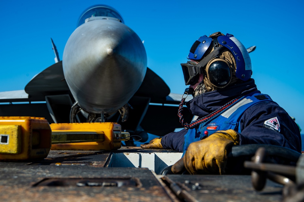 The Harry S. Truman Carrier Strike Group is on a scheduled deployment in the U.S. Sixth Fleet area of operations in support of naval operations to maintain maritime stability and security.