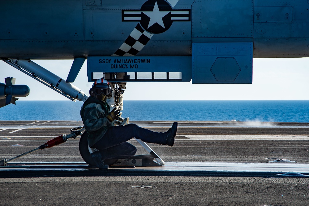 The Harry S. Truman Carrier Strike Group is on a scheduled deployment in the U.S. Sixth Fleet area of operations in support of naval operations to maintain maritime stability and security.