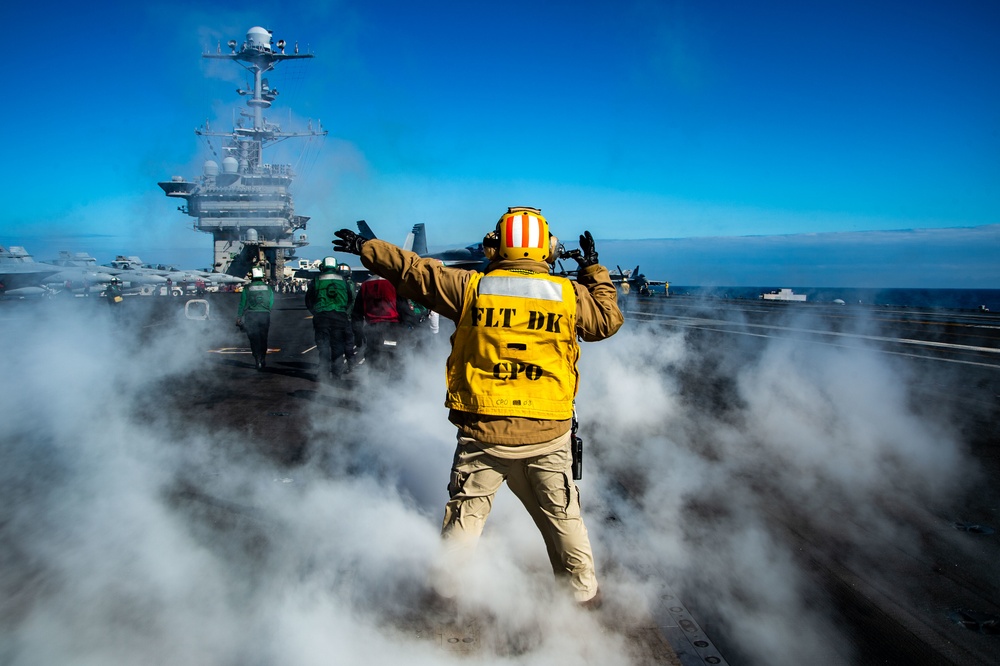 The Harry S. Truman Carrier Strike Group is on a scheduled deployment in the U.S. Sixth Fleet area of operations in support of naval operations to maintain maritime stability and security.