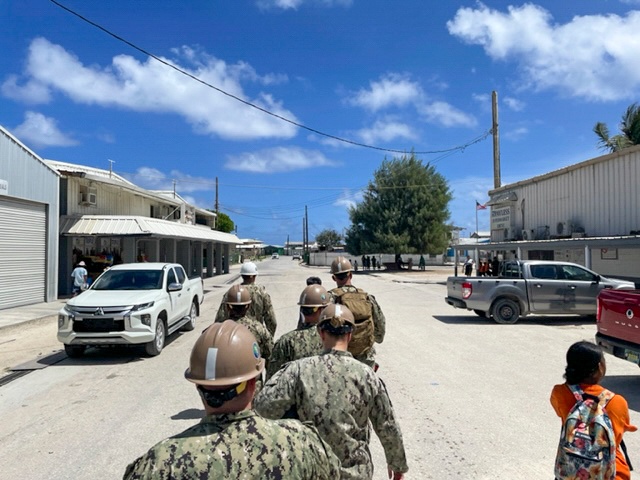 NMCB THREE Seabees Transport to a schoolhouse for the deaf project to assist the Marshallese Community.