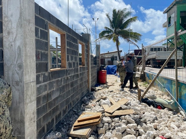 NMCB THREE Seabees providing assistance for unfinished police checkpoint