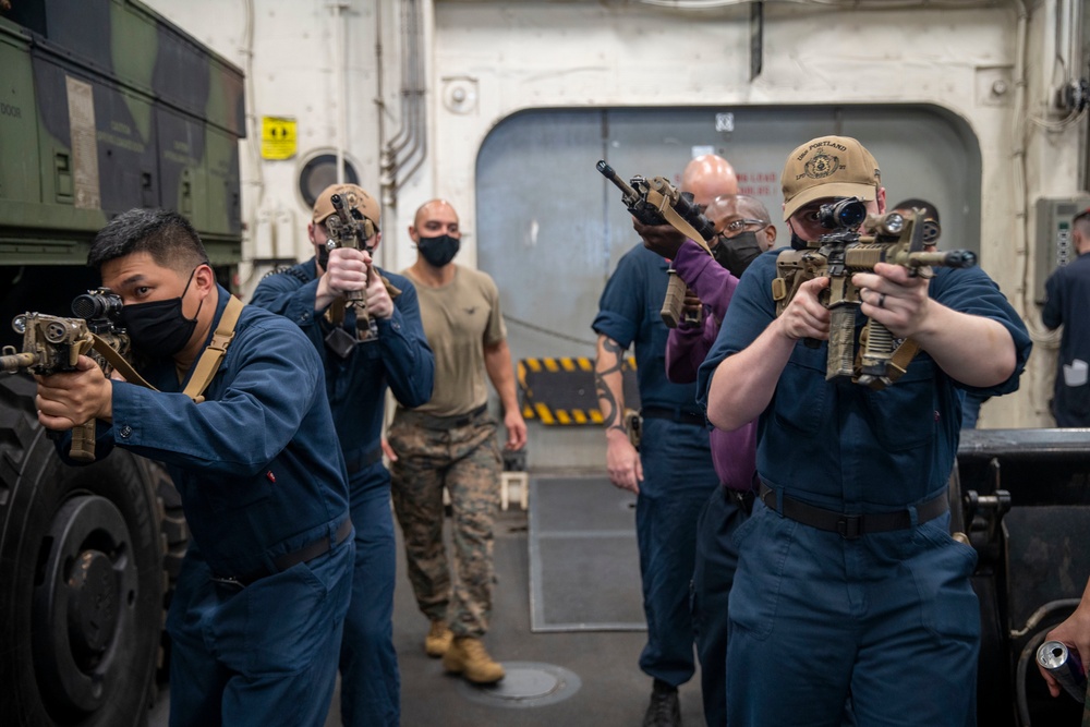 BLT 1/1 trains USS Portland Sailors on close quarters tactics