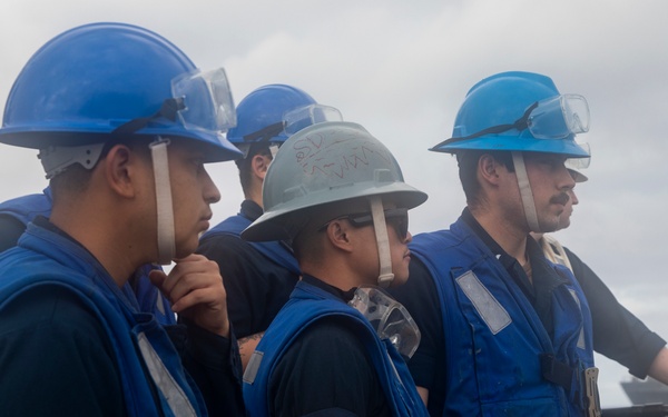 Sailors Aboard USS Ralph Johnson Conduct Replenishment-at-Sea with USNS Guadalupe (T-AO-200)
