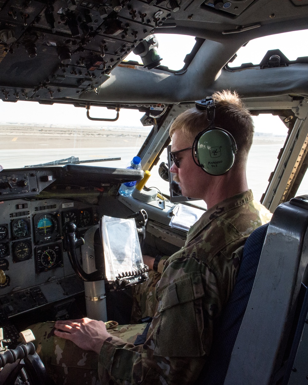 E-3 sentry pilot prepares for flight