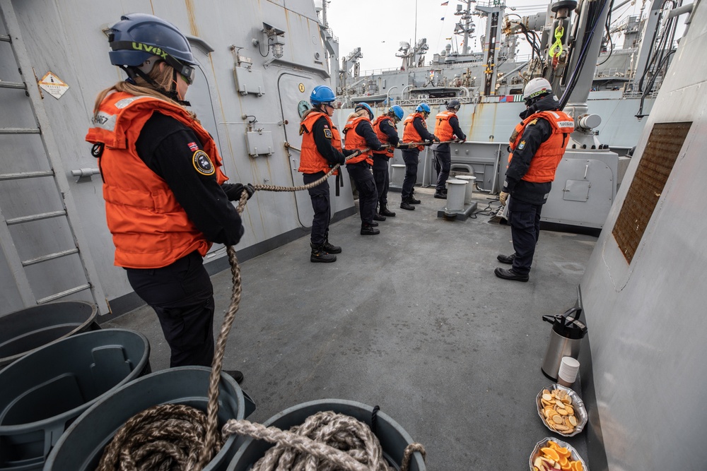 Fridjtof Nansen is currently assigned to the Harry S. Truman Carrier Strike Group on a scheduled deployment in the U.S. Sixth Fleet area of operations in support of naval operations.