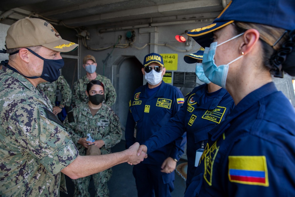 USS Billings Hosts Colombian Navy Sailors for a Tour of the Ship