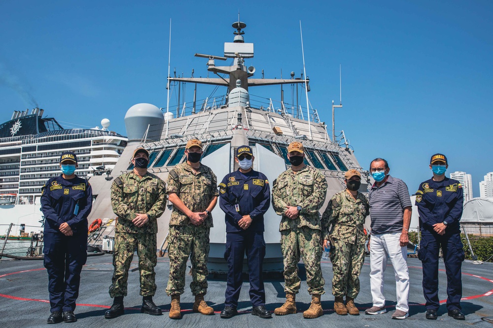 USS Billings Hosts Colombian Navy Sailors for a Tour of the Ship