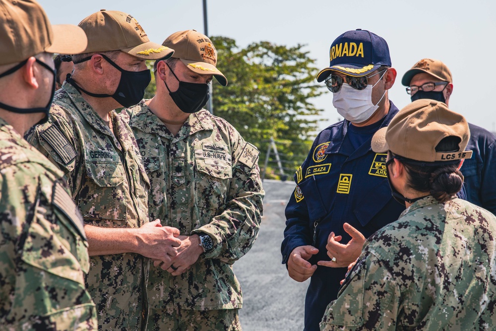 USS Billings Hosts Colombian Navy Sailors for a Tour of the Ship