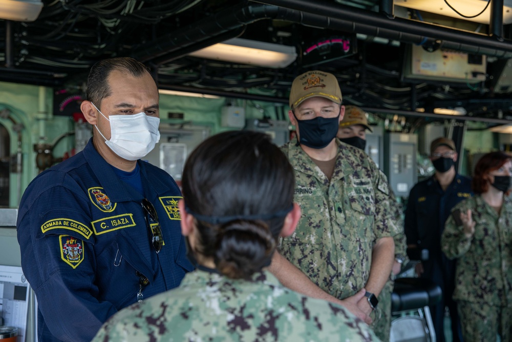 USS Billings Hosts Colombian Navy Sailors for a Tour of the Ship